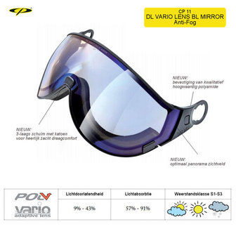 CP Skihelm met Meekleurend Vizier ☁/❄/☀ | CP Camurai Carbon wit - Skihelm dames & heren | Si