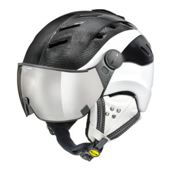 Cp Skihelm met Vizier Camurai Carbon Shiny/White shiny Dl Vario Lens Silver Mirror 