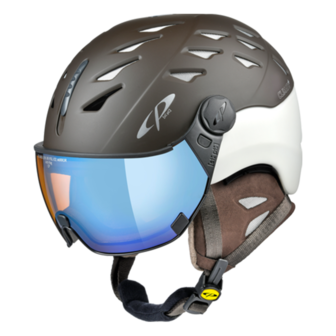 Cp Skihelm met vizier Cuma Cashmere Mustang s.t./Birchwhite s.t. Beige Dl Vario Lens brown Pol Ice Mirror 