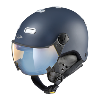 Cp Carachillo Ski- en Snowboardhelm met Meekleurend & Polariserend Vizier (☁/❄/☀) Blauw-Wit