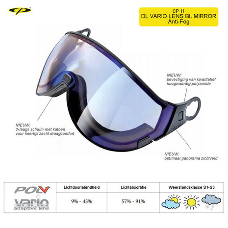 CP Skihelm met Meekleurend Vizier ☁/❄/☀ | CP Camurai Carbon wit - Skihelm dames & heren | Si