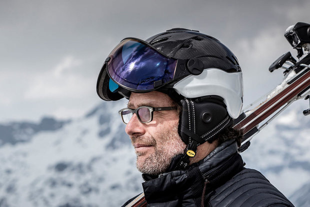 CP Skihelm met Meekleurend Vizier ☁/❄/☀ | CP Camurai Carbon wit - Skihelm dames & heren | Si