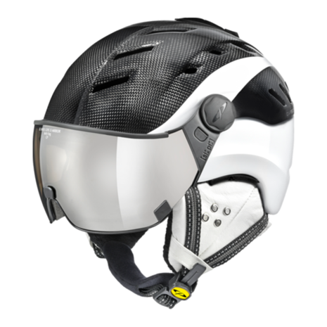 Cp Skihelm met Vizier Camurai Carbon Shiny/White shiny Dl Vario Lens Silver Mirror 