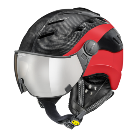 CP Camurai Skihelm met meekleurend Vizier - Carbon rood