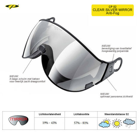 CP Skihelm met Vizier cat.2 ☁/☀ | CP Camurai Skihelm wit Dames & Heren | CP> Nr.1 Brildragers | Kom 