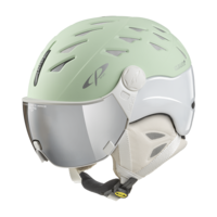 CP Cuma Skihelm met Vizier groen-wit | Extra veilig! | Meekleurend vizier