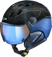 CP Corao+ Carbon Skihelm met Vizier zwart blauw glans  | Extra veilig! | Meekleurend & Polariserend vizier