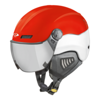 CP New Camurai skihelm rood wit - meekleurend vizier 